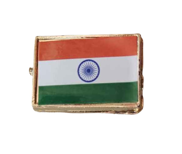 India Plastic Metal Rectangle Badge (Pack of 12)