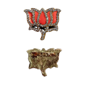 BJP Symbol Metal Stone Decorated Brooch