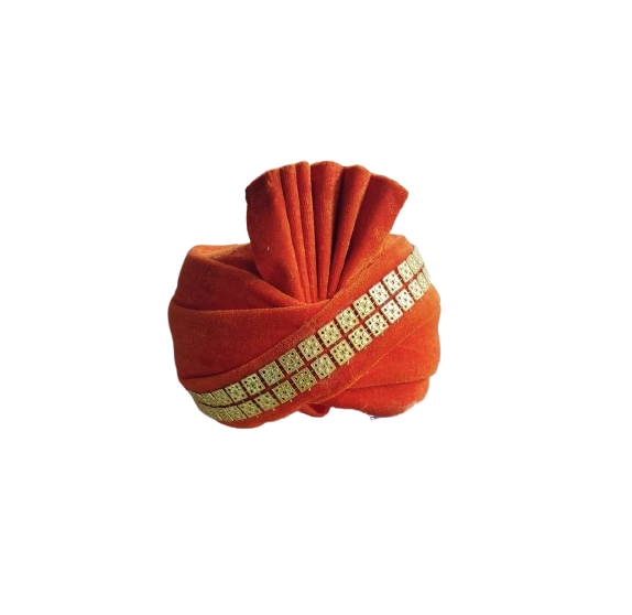 Wellvat Pagdi With Embroidery Boader (Orange Colour)