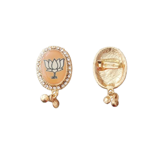 BJP Metal Stone Decorated Brooch (Pack of 3)