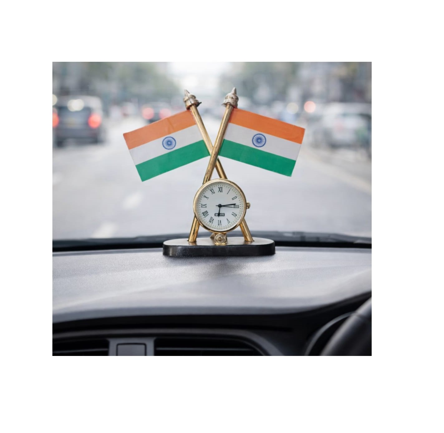 India Car Dashboard With Watch Flag
