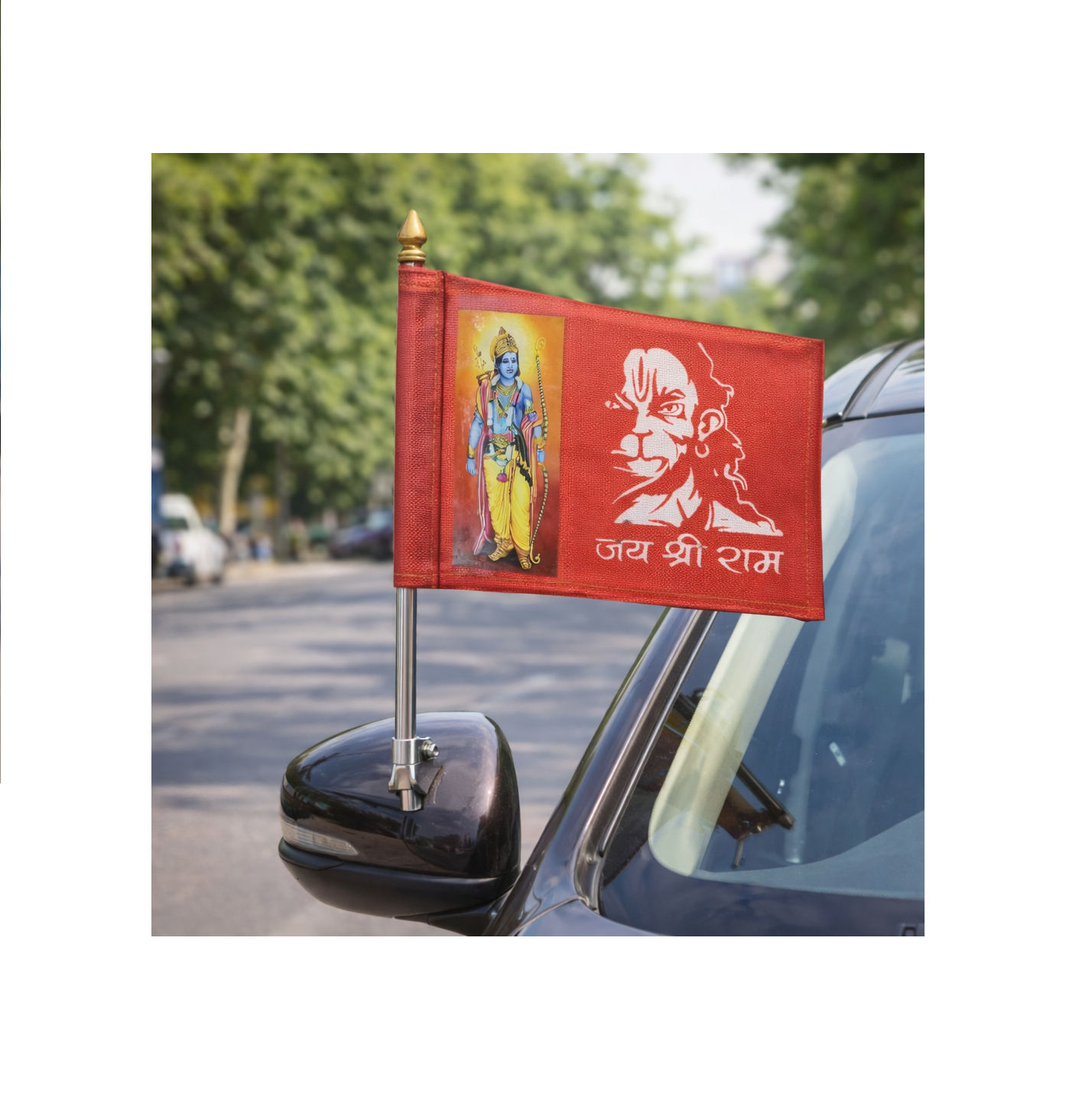 Jay Shree Ram Car Flag Zinc