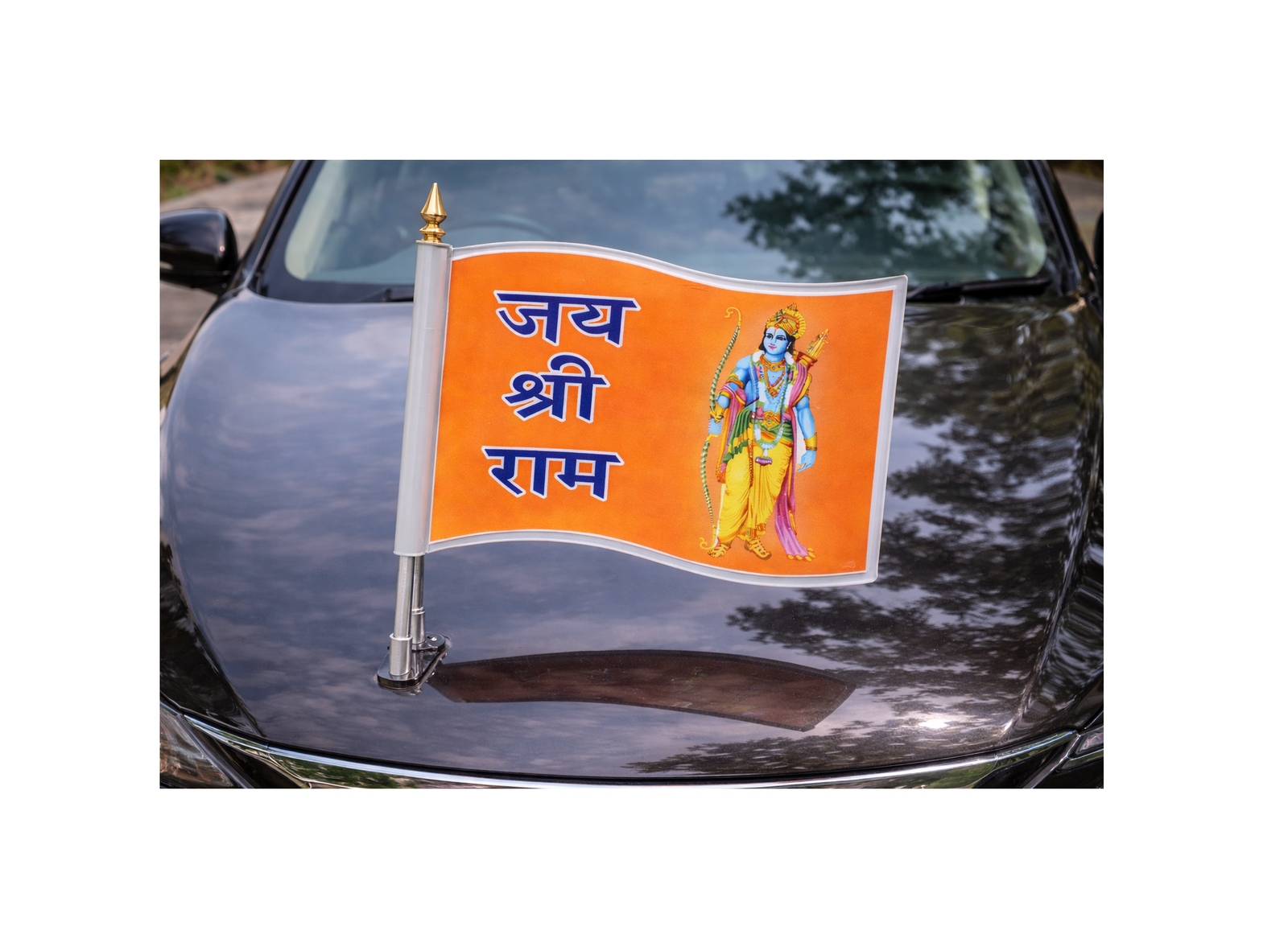 Jay Shree Ram Car Flag (Stickers & Plastic Material)