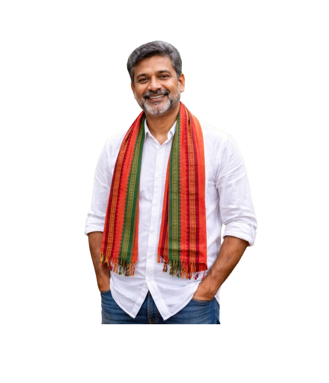 Double Embroidery Boader Orange Gamcha (Cotton Fabric)