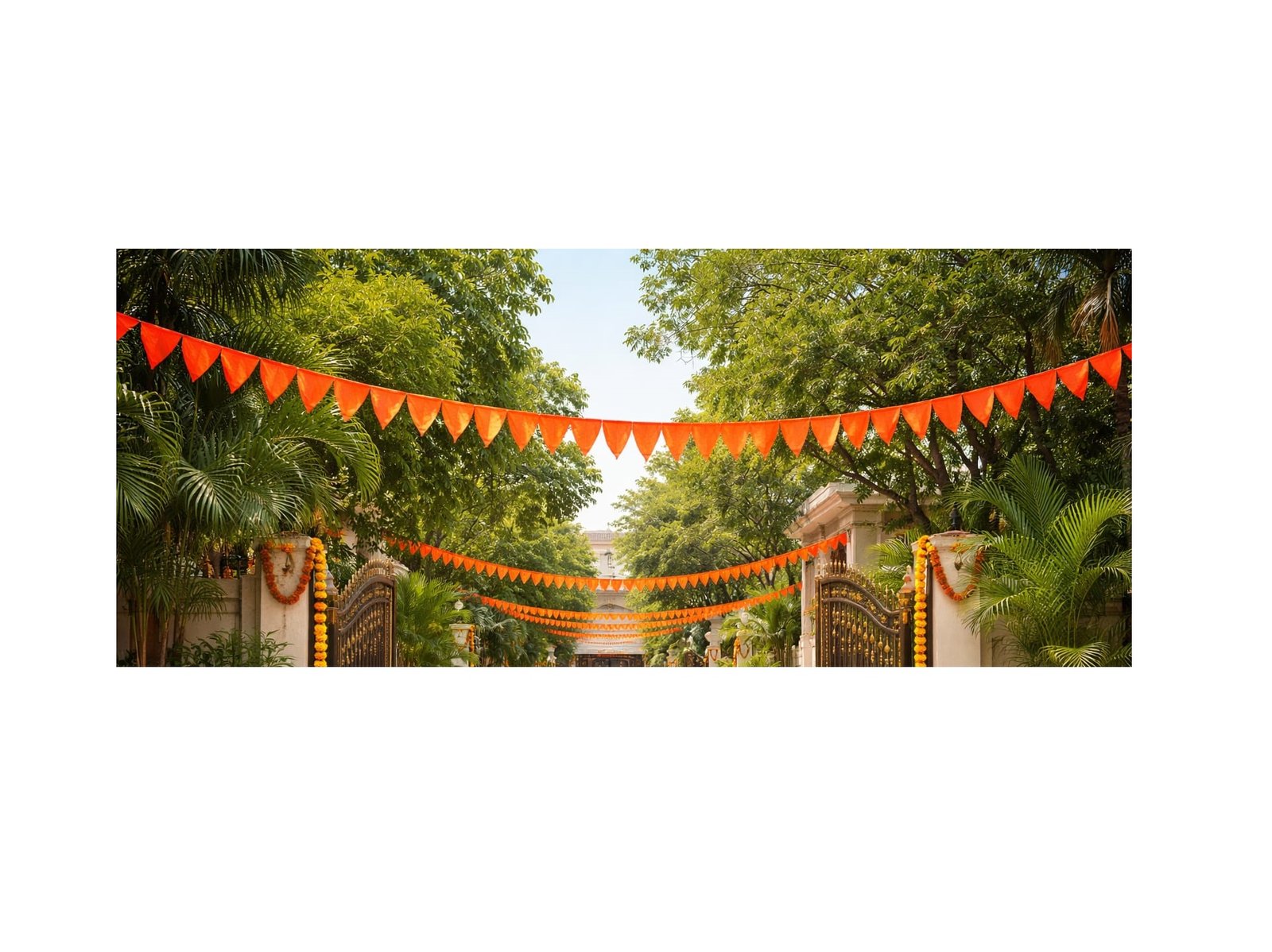 Dharmik Orange Colour Toran (60-Fit)