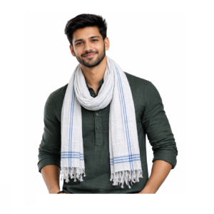 Single Boader White Gamcha (Cotton Fabric)