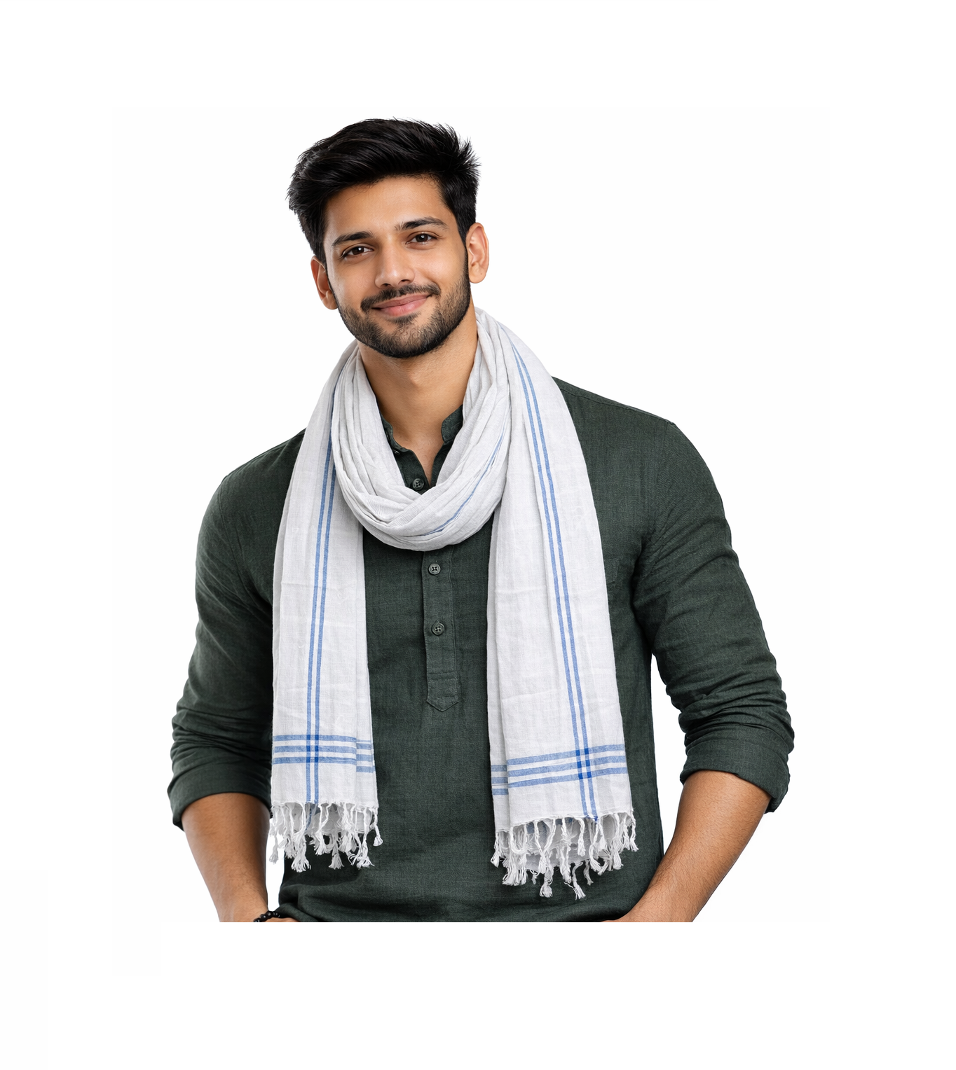 Single Boader White Gamcha (Cotton Fabric)