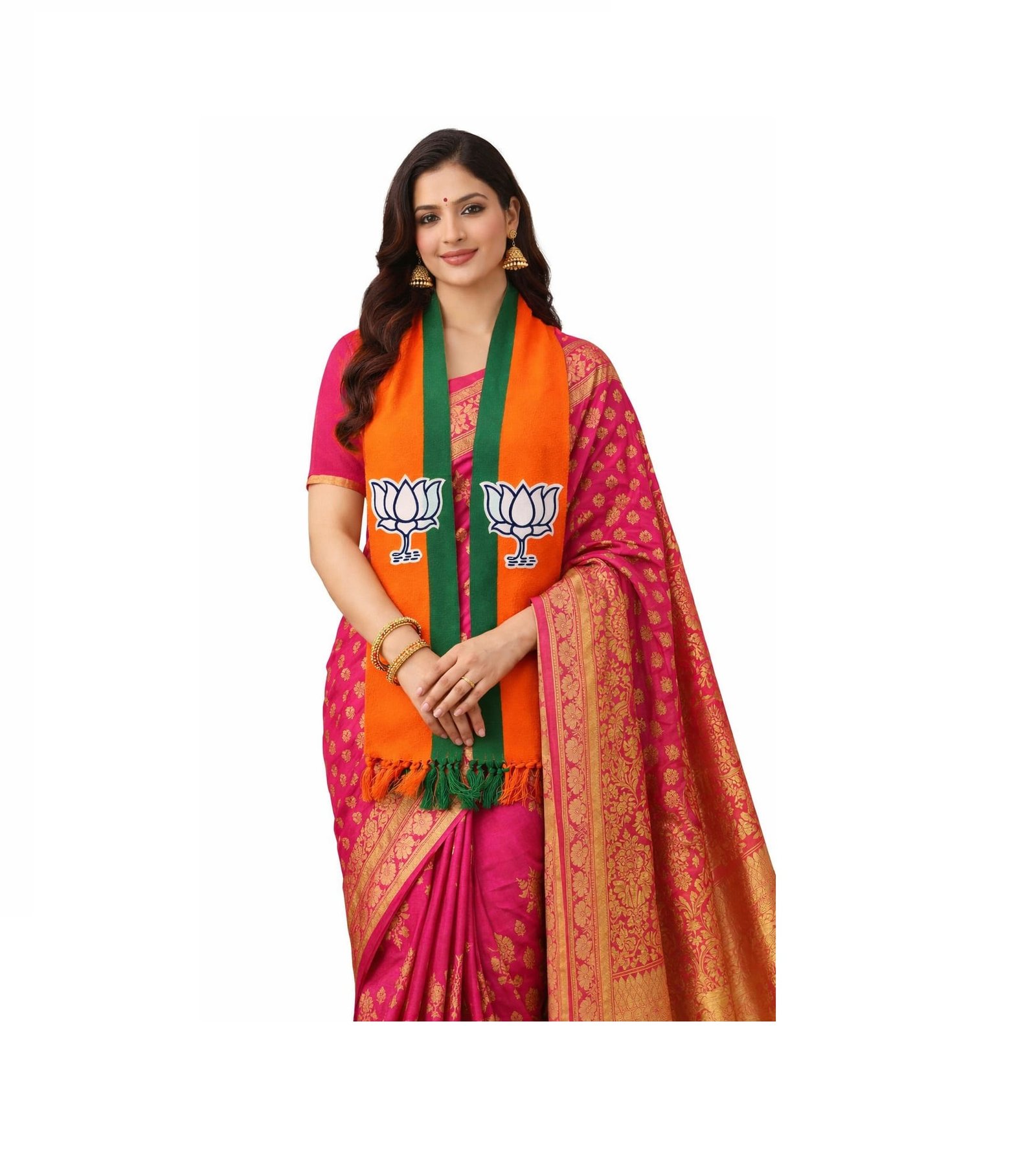 BJP Polyster Maflar Orange Green