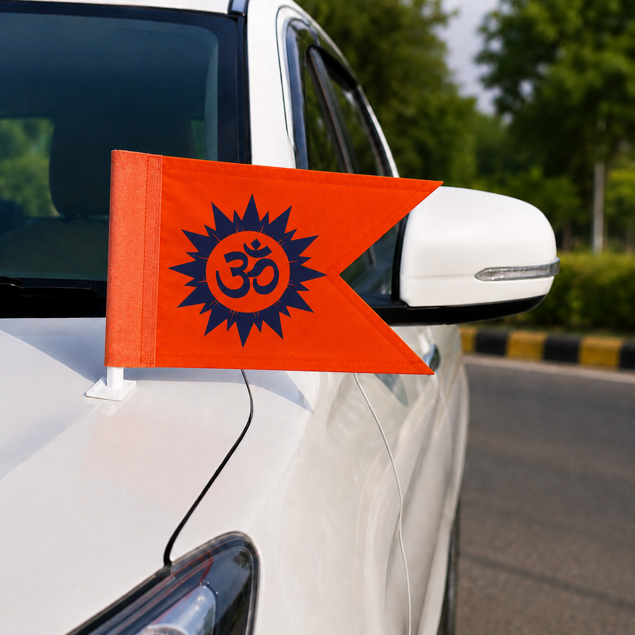 Om Symbol Orange Car Flag for Vehicle