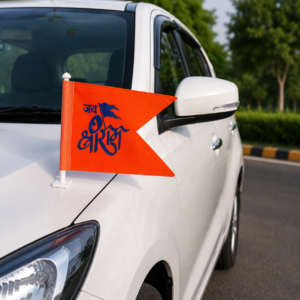 Jai Shri Ram Car Flag Premium Orange Religious For Vehicle
